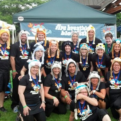 Crew wearing animal hats